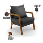 Kit 02 Poltronas Alice Corino Preto Base De Madeira D03 - D'r