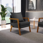 Kit 02 Poltronas Alice Corino Preto Base De Madeira D03 - D'r