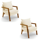 Kit 02 Poltronas Alice Linho Base De Madeira D03 - D'rossi -