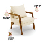 Kit 02 Poltronas Alice Linho Bege A19 Base De Madeira D03 - D