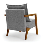 Kit 02 Poltronas Alice Linho Grafite A26 Base De Madeira D03