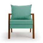 Kit 02 Poltronas Alice Suede Azul Turquesa Base De Madeira -