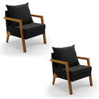 Kit 02 Poltronas Alice Suede Base De Madeira D03 - D'rossi -