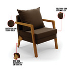 Kit 02 Poltronas Alice Suede Base De Madeira D03 - D'rossi -