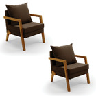 Kit 02 Poltronas Alice Suede Base De Madeira D03 - D'rossi -