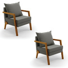 Kit 02 Poltronas Alice Suede Base De Madeira D03 - D'rossi -