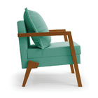 Kit 02 Poltronas Alice Suede Base De Madeira - D'rossi - Azul