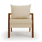 Kit 02 Poltronas Alice Suede Bege Base De Madeira D03 - D'ros