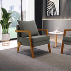 Kit 02 Poltronas Alice Suede Grafite Base De Madeira D03 - D'