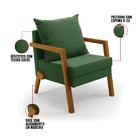 Kit 02 Poltronas Alice Suede Verde Base De Madeira D03 - D'ro