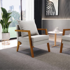 Kit 02 Poltronas Alice Veludo Cinza Base De Madeira D03 - D'r