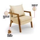 Kit 02 Poltronas Alice Veludo Luxo Off White A129 Base De Mad