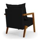 Kit 02 Poltronas Alice Veludo Luxo Preto A81 Base De Madeira