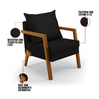 Kit 02 Poltronas Alice Veludo Luxo Preto A81 Base De Madeira