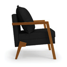 Kit 02 Poltronas Alice Veludo Luxo Preto A81 Base De Madeira