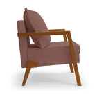 Kit 02 Poltronas Alice Veludo Rosê Base De Madeira D03 - D'ro