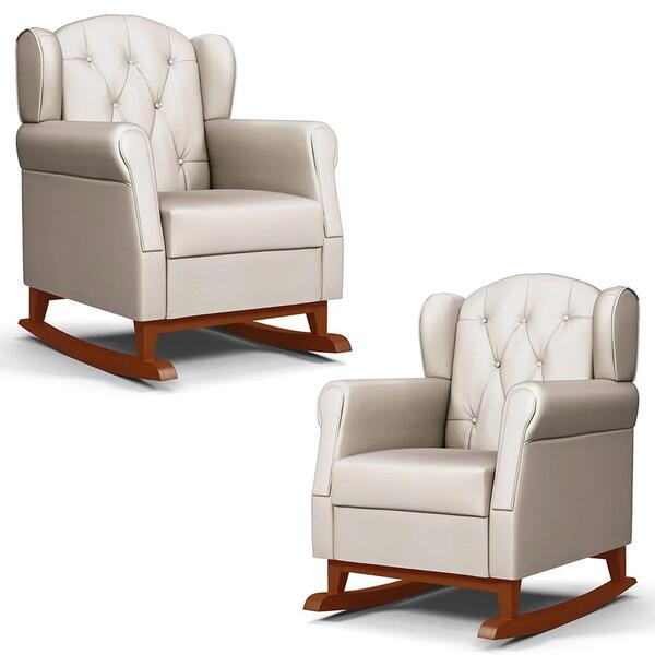 Kit 02 Poltronas Amamentação Base Madeira Balanço Lucy Z39 Si