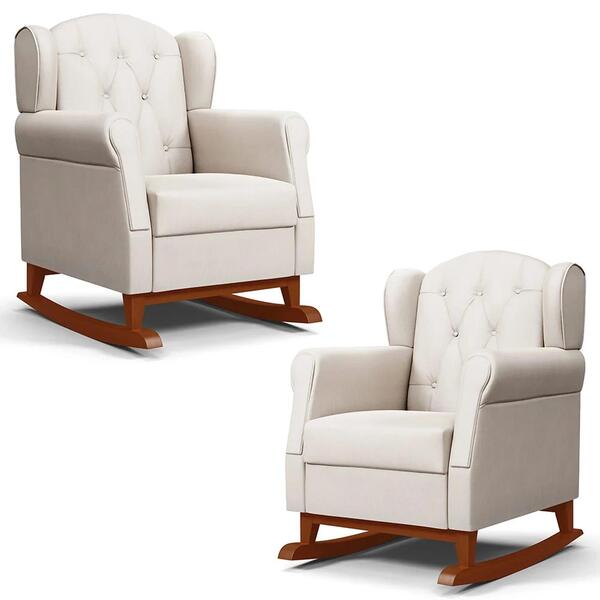 Kit 02 Poltronas Amamentação Base Madeira Balanço Lucy Z39 Su