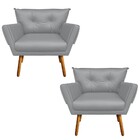 Kit 02 Poltronas Anitta Corino Pes Palito Castanho D03 - D'ro