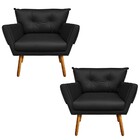 Kit 02 Poltronas Anitta Corino Pes Palito Castanho D03 - D'ro