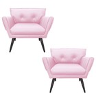 Kit 02 Poltronas Anitta Corino Rosa Bebê Pés Palito De Ferro