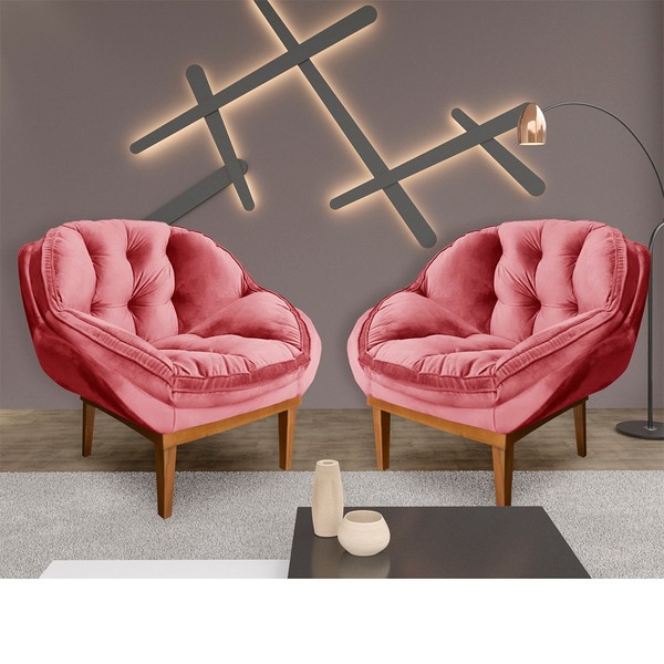 Kit 02 Poltronas Anitta Decorativas Para Sala E Quarto Veludo
