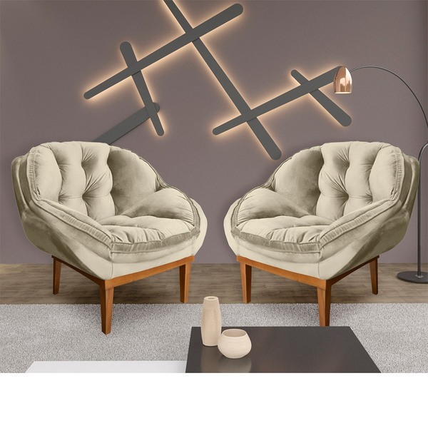 Kit 02 Poltronas Anitta Decorativas Para Sala E Quarto Veludo
