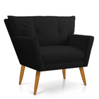 Kit 02 Poltronas Anitta Linho Pés Palito Castanho D03 - D'ros