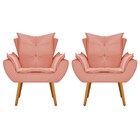 Kit 02 Poltronas Apolo Palito Mel Suede Coral - Amarena Móveis