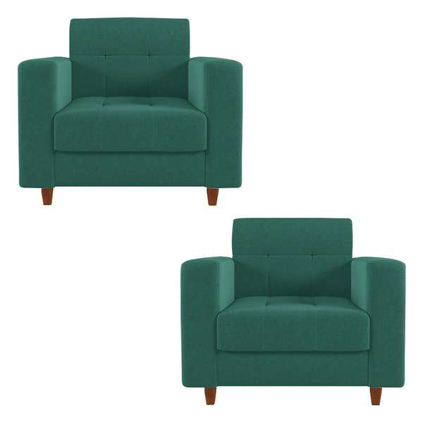 Kit 02 Poltronas Arezzo Linho Azul Pavão A115 Pés Chanfrado C