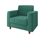 Kit 02 Poltronas Arezzo Linho Azul Pavão A115 Pés Chanfrado C