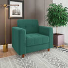 Kit 02 Poltronas Arezzo Linho Azul Pavão A115 Pés Chanfrado C