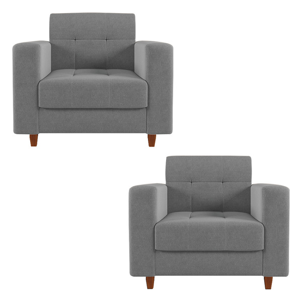 Kit 02 Poltronas Arezzo Linho Grafite A26 Pés Chanfrado Casta