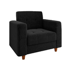 Kit 02 Poltronas Arezzo Linho Preto A79 Pés Chanfrado Castanh