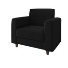 Kit 02 Poltronas Arezzo Linho Preto A79 Pés Chanfrado Tabaco