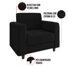 Kit 02 Poltronas Arezzo Linho Preto A79 Pés Chanfrado Tabaco