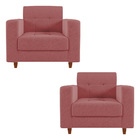 Kit 02 Poltronas Arezzo Linho Whiski Rose A106 Pés Chanfrado