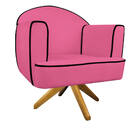 Kit 02 Poltronas Athena Base Giratória Madeira Corano - Doce