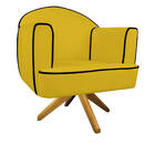 Kit 02 Poltronas Athena Base Giratória Madeira Corano - Doce