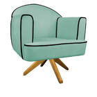 Kit 02 Poltronas Athena Base Giratória Madeira Linho - Amaren