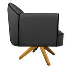 Kit 02 Poltronas Athena Base Giratória Madeira Linho - Amaren