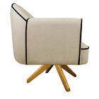 Kit 02 Poltronas Athena Base Giratória Madeira Linho - Doce S