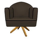 Kit 02 Poltronas Athena Base Giratória Madeira Suede - Amaren