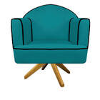 Kit 02 Poltronas Athena Base Giratória Madeira Suede - Amaren