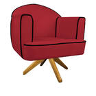 Kit 02 Poltronas Athena Base Giratória Madeira Suede - Doce S