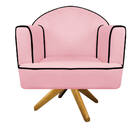 Kit 02 Poltronas Athena Base Giratória Madeira Suede - Doce S