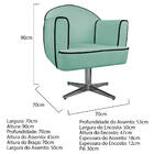 Kit 02 Poltronas Athena Base Giratória Metal Linho - Doce Son