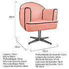 Kit 02 Poltronas Athena Base Giratória Metal Suede - Amarena