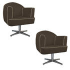 Kit 02 Poltronas Athena Base Giratória Metal Suede - Amarena