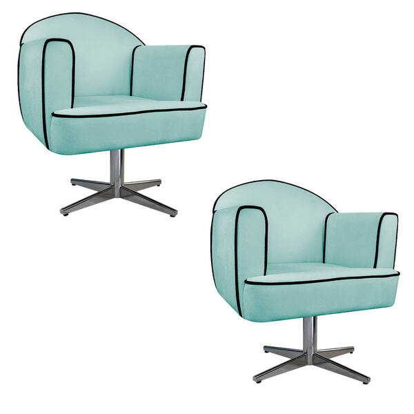 Kit 02 Poltronas Athena Base Giratória Metal Suede - Amarena